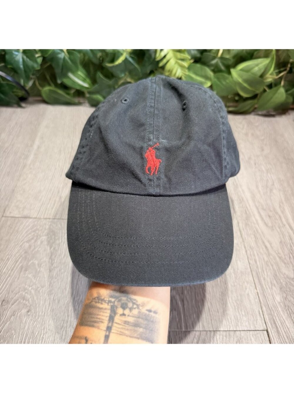 Polo Ralph Lauren Hat Black Red Pony Logo Adjustable Strapback Cap Embroidered